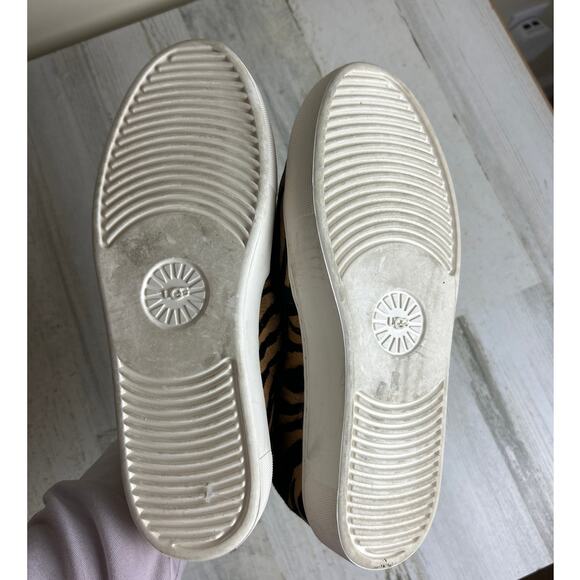 Ugg womens 7.5 Cahlvan tiger slip on calf fur suede leather sneaker comfort shoe - Picture 8 of 9
